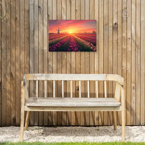Windmolen - Zonsondergang - Landschap Tuinposter op houten frame 2 cm dik klein -sfeer4