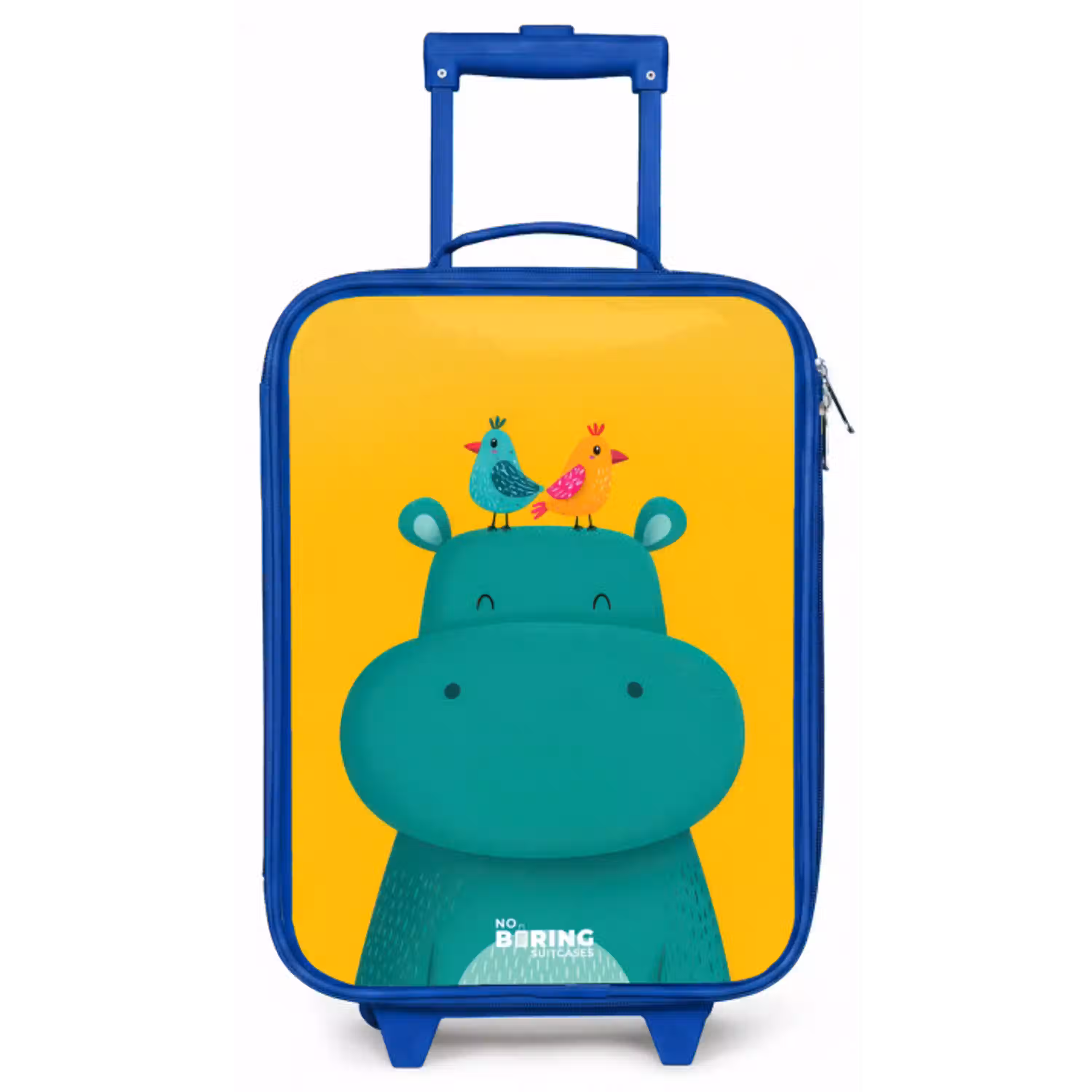 Nijlpaard - Vogels - Geel Kinderkoffer - Blauw klein -zz3dotto