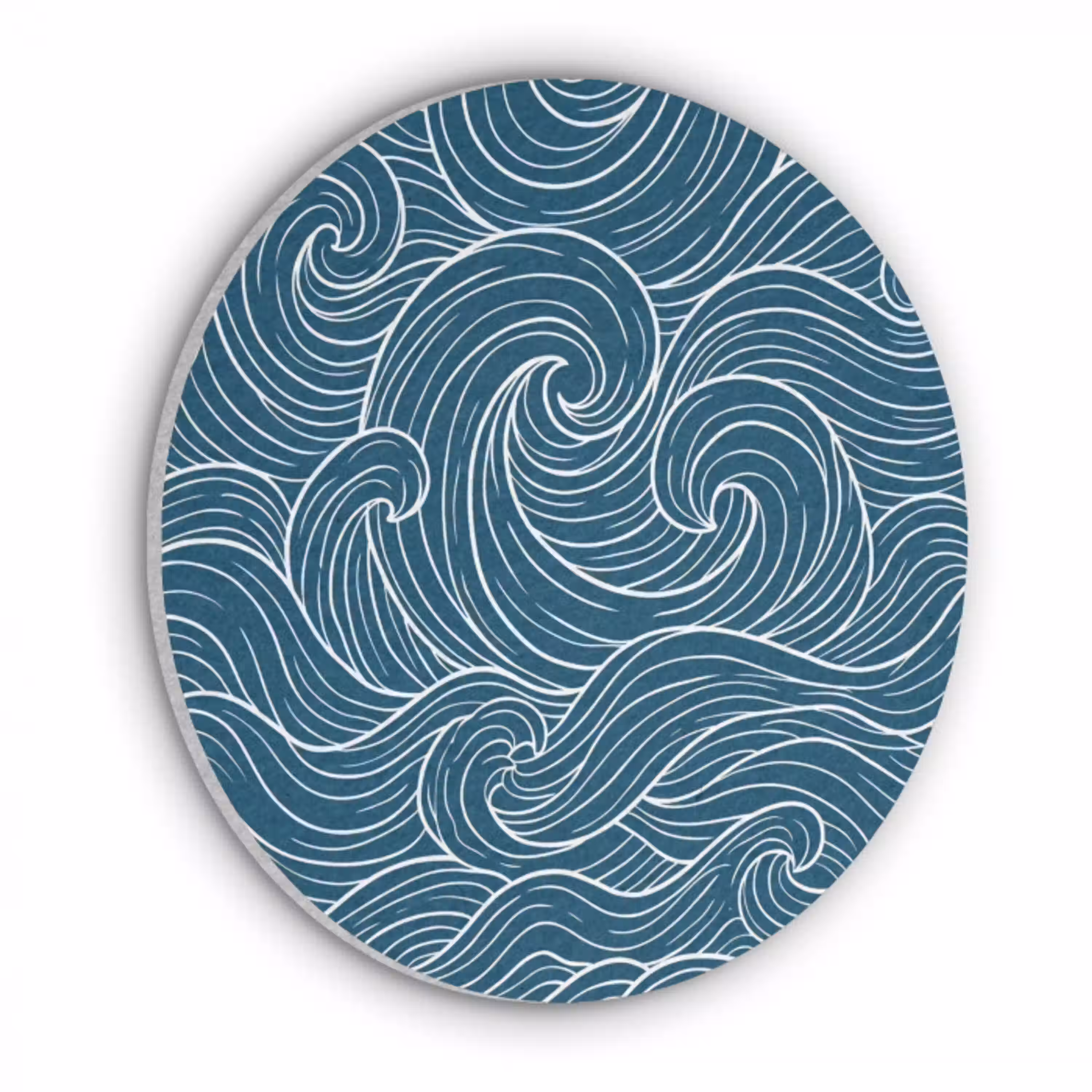 Golven - Spiraal - Water - Abstract - Blauw Akoestische PET Vilt - Rond klein -3d