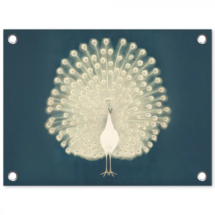 Vogel - Blauw - Vintage tuinposter los doek klein -3d
