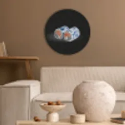Sushi - Delfts blauw - Rijst - Vis - Elegant Akoestische PET Vilt - Rond klein -sfeer1