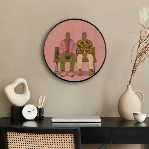 Illustratie - Bankje - Personen - Minimalistisch Fotolijst rond zonder passe partout klein -sfeer1