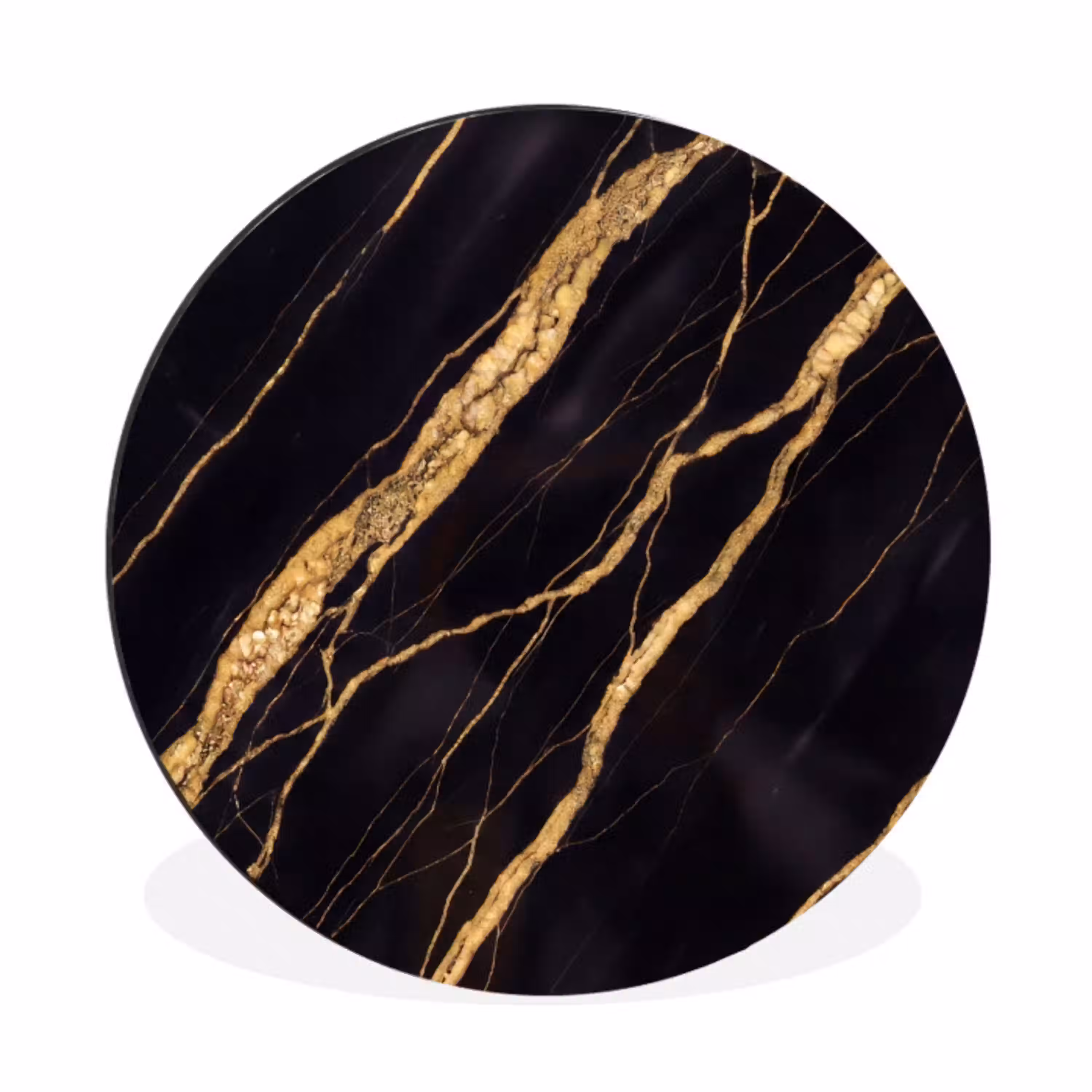 Marmer - Goud - Textuur - Abstract - Zwart Wandcirkel aluminium klein -3d