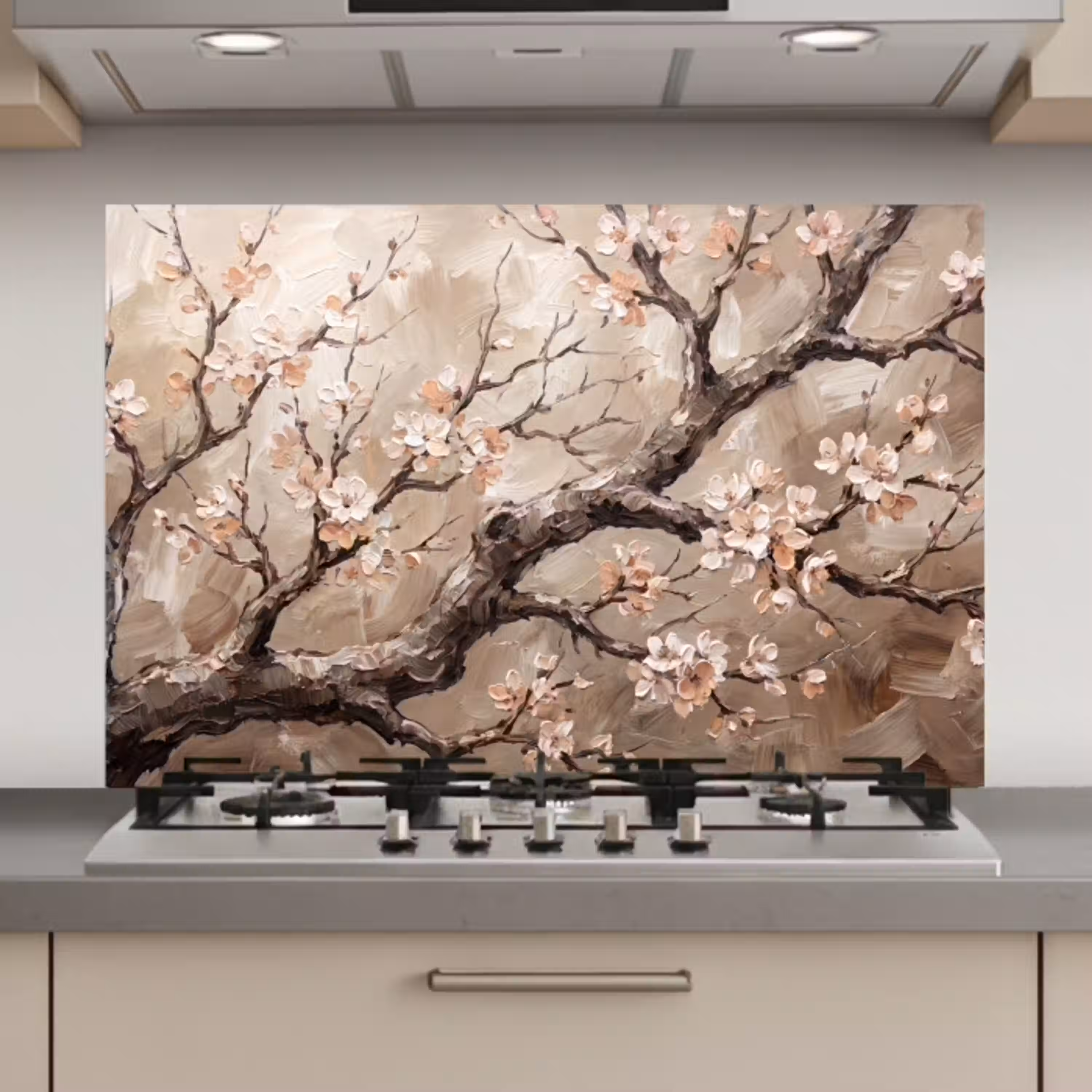 Bloesem - Takken - Schilderij - Beige - Serene keuken achterwand spatscherm klein -3d_website