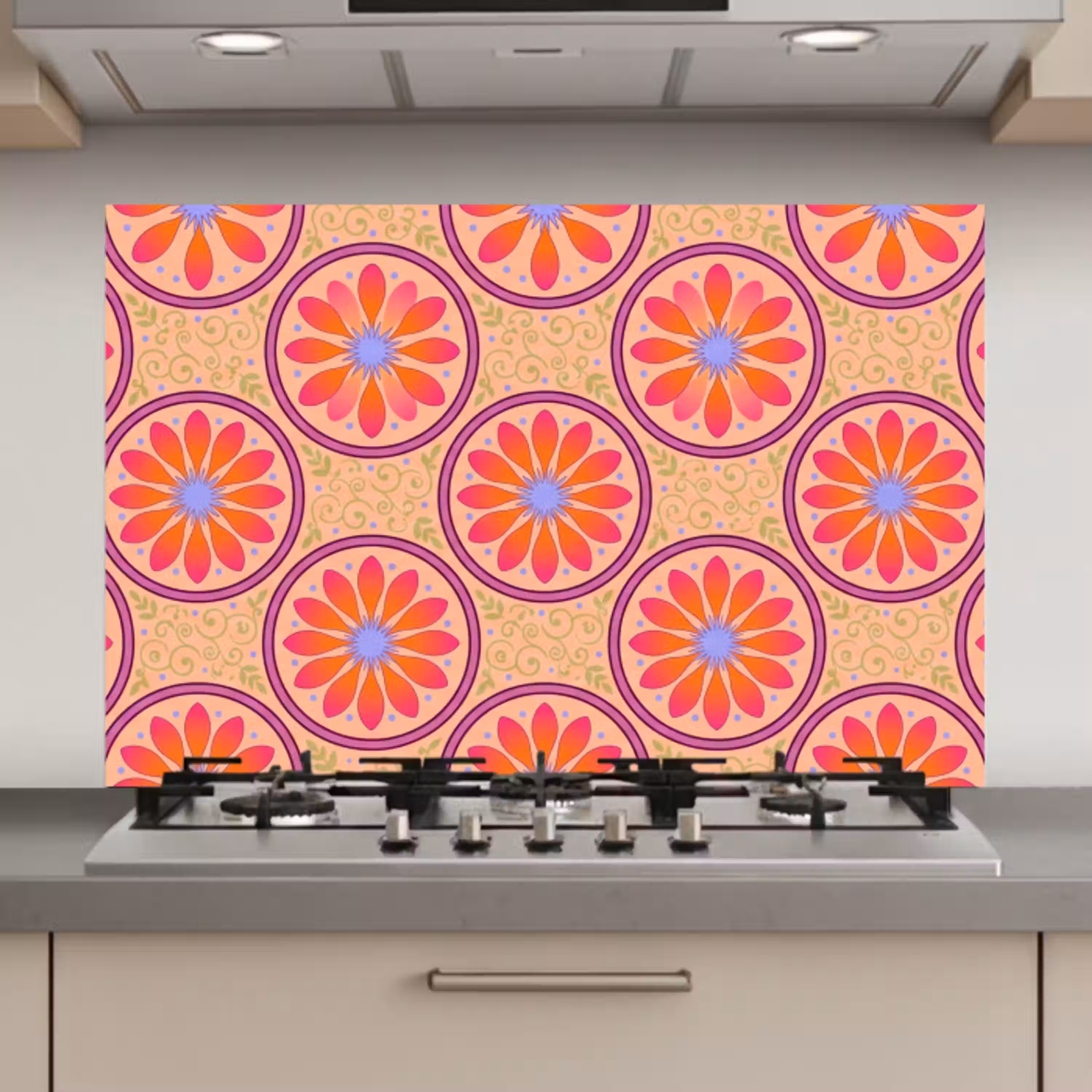 Patroon - Bloemen - Decoratief - Kleurrijk - Modern keuken achterwand spatscherm klein -3d_website