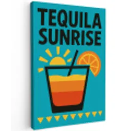 Illustratie - Tequila - Glas - Blauw Tuinposter op houten frame 2 cm dik klein -3d
