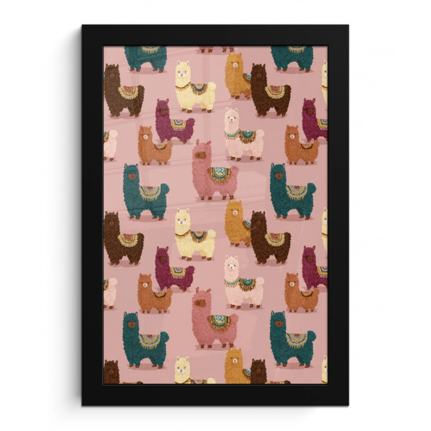 Alpaca's - Patroon - Kleurrijk fotolijst zwart zonder passe partout klein 224 -3d