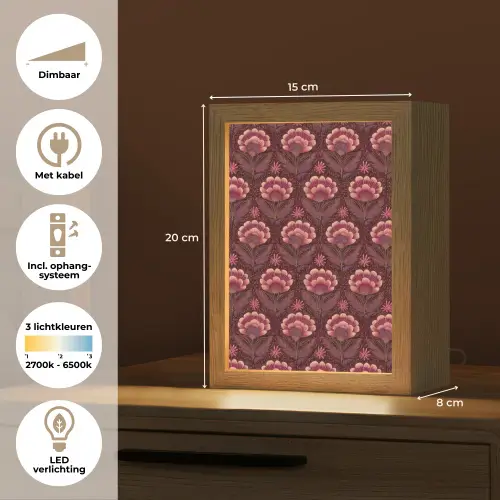 Bloemen - Waaier - Paars Light Box met kabel (Tafellamp) klein 925 -USP_NL