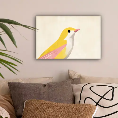 Vogel - Minimalistisch - Geel canvas 2cm klein -sfeer1
