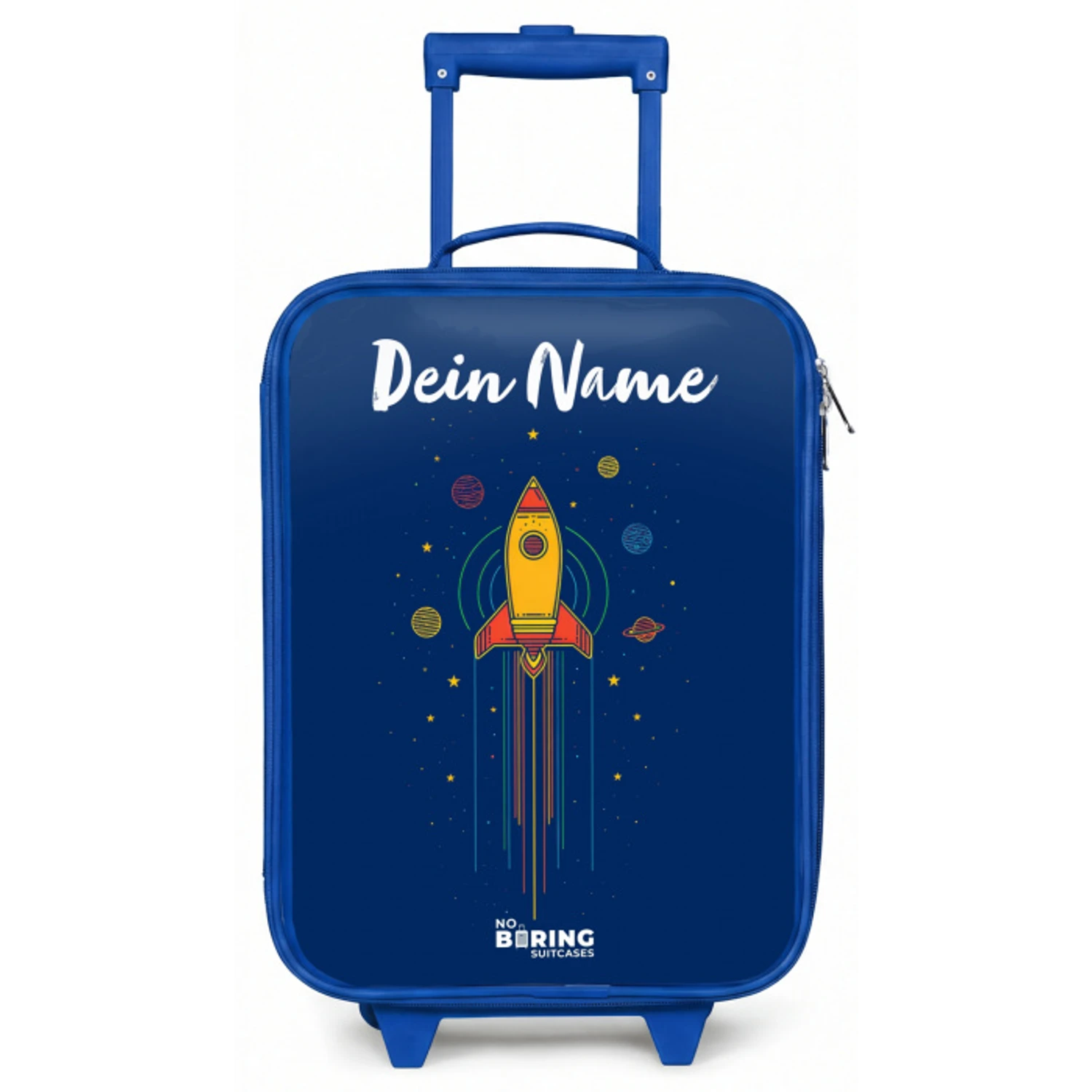 Raket - Planeten - Sterren Kinderkoffer - Blauw klein -zz3dotto