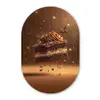 Taart - Chocolade - Eten - Brownie Wandcirkel Ovaal Glas middel -3d