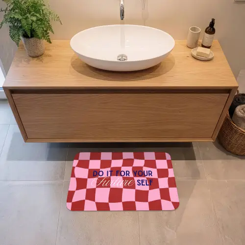 Furture - Geblokt - Rood Badmat klein -sfeer1