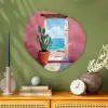 Zee - Roze - Cactus Wandcirkel Organisch Plexiglas middel -sfeer2