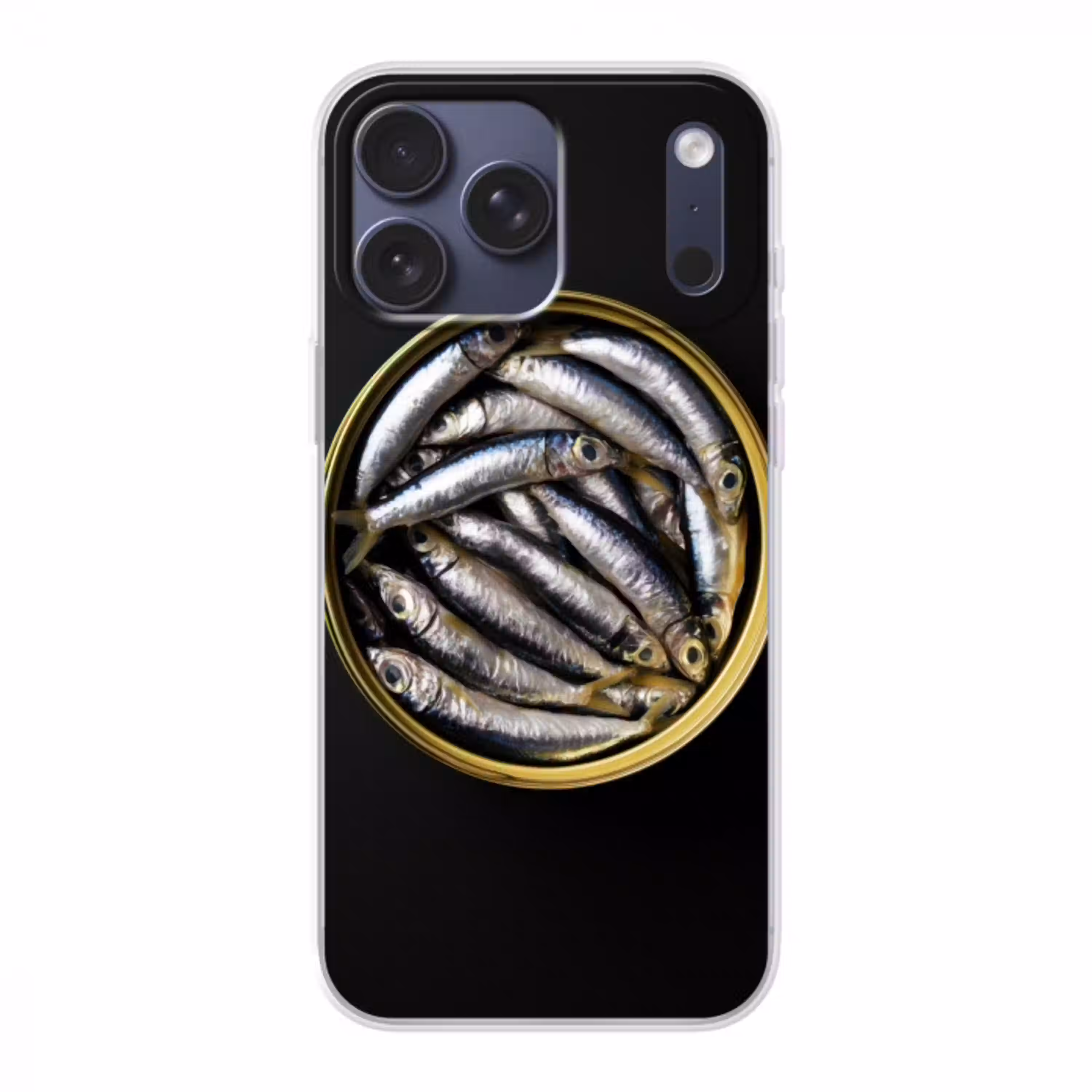 Sardines - Vissen - Rond - Zwart Telefoonhoesje iPhone 17 Pro Max klein -3d