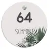 Lichtroze met palmblad - Modern Naambord Rond klein -3d