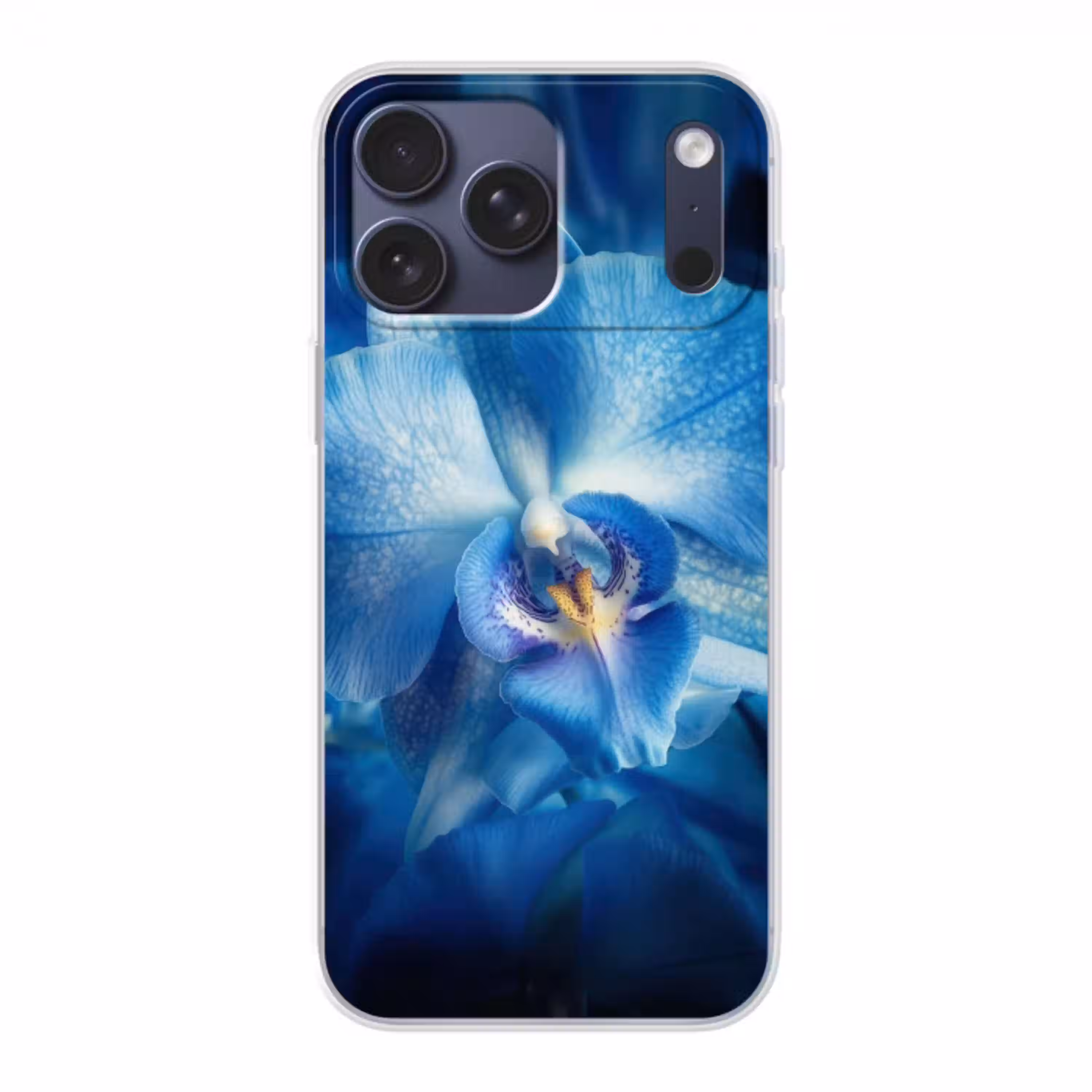 Blauw - Orchidee - Elegeant Telefoonhoesje iPhone 17 Pro Max klein -3d