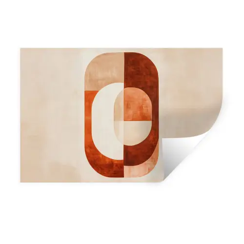 Illustratie - Abstract - Vormen - Rood Muursticker klein -3d