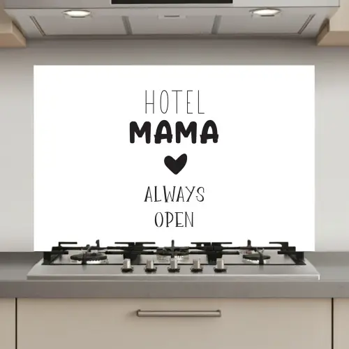 Spreuken - Hotel mama always open - Quotes - Mama keuken achterwand spatscherm klein -3d_website