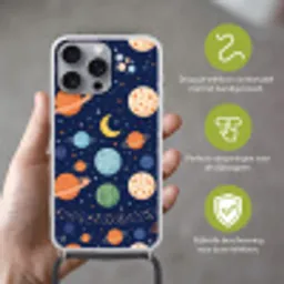 Ruimte - Planeten - Kleurrijk Hoesje iPhone 16 Pro Max met koord klein -sfeer2_NL