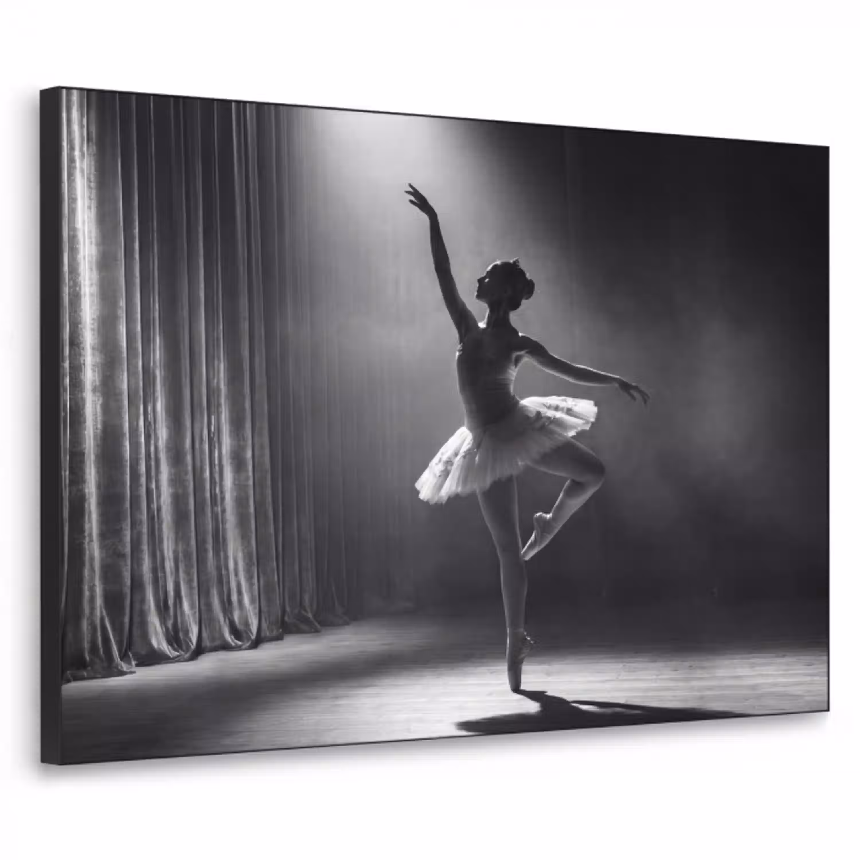 Danser - Podium - Zwart-wit - Kunst - Klassiek Textielframe zwart klein -3d