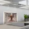 Doorkijk - Schotse Hooglander - Raam keuken achterwand spatscherm klein -3d_schuin