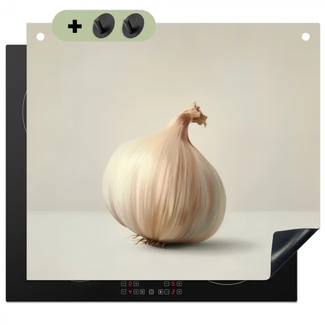 Inductiebeschermer & spatscherm (2in1) - Knoflook - Natuurlijk - Beige