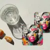 Vrouw - Kauwgom - Graffiti - Neonkleuren onderzetter kurk middel -sfeer4