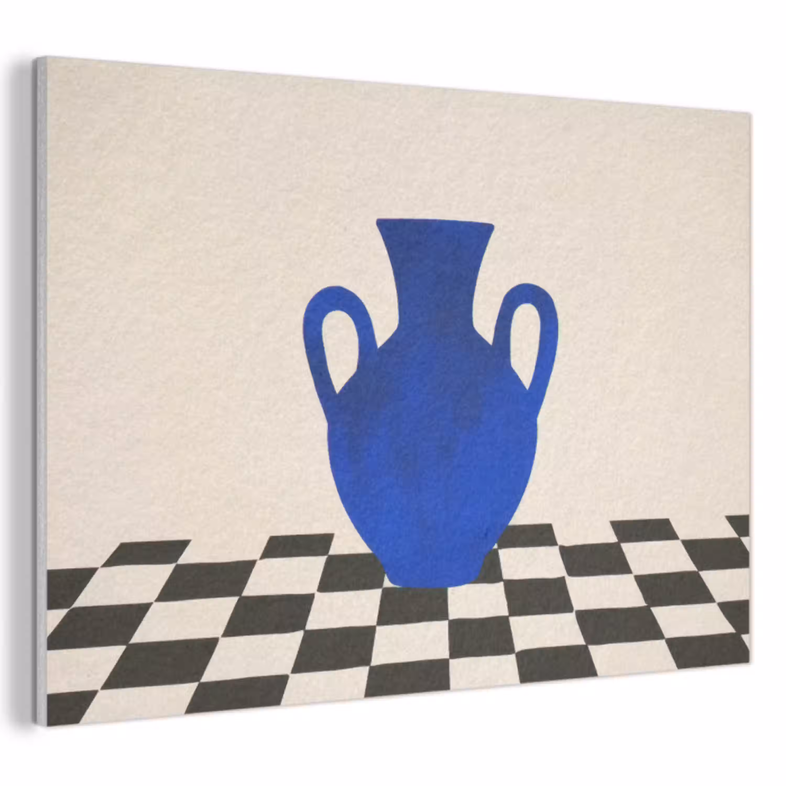 Vaas - Blauw - Geblokt - Modern PET vilt klein -3d