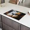 Luipaard - Oranje - Wit - Gras Inductie beschermer vinyl 3mm klein -sfeer8