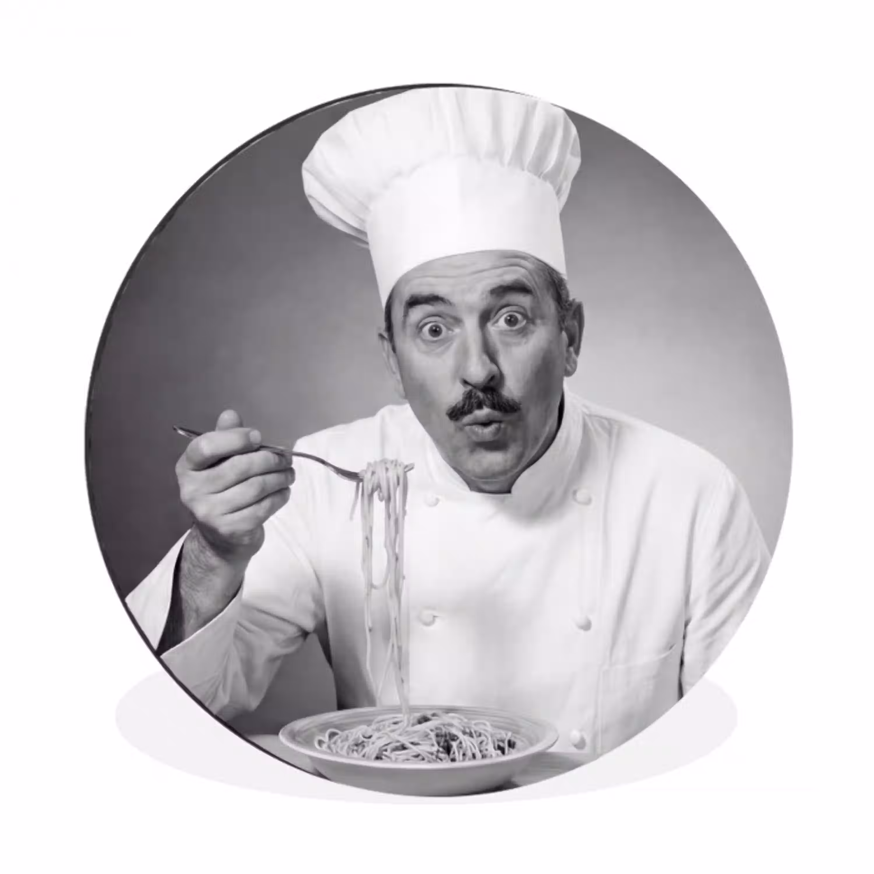 Chef - Spaghetti - Pasta Wandcirkel aluminium klein -3d