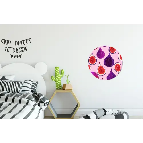 Vijgen - Roze - Paars Wandcirkel aluminium klein -kinderkamer