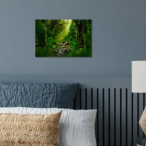 Jungle - Water - Bladeren - Zon - Natuur poster papier klein -sfeer2