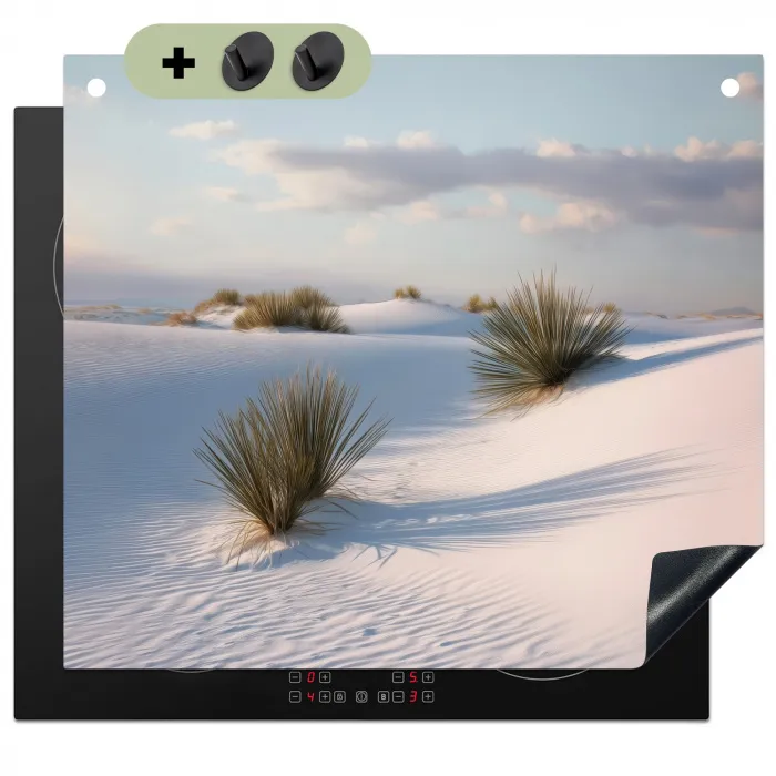 Duinen - Gras - Wolken - Beige Inductie beschemer met haakjes middel -3d