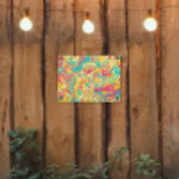 Geel - Roze - Blauw - Retro tuinposter los doek klein -sfeer1