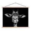 Giraffe - Portret - Dieren - Zwart - Wit textielposter latten blank klein -3d