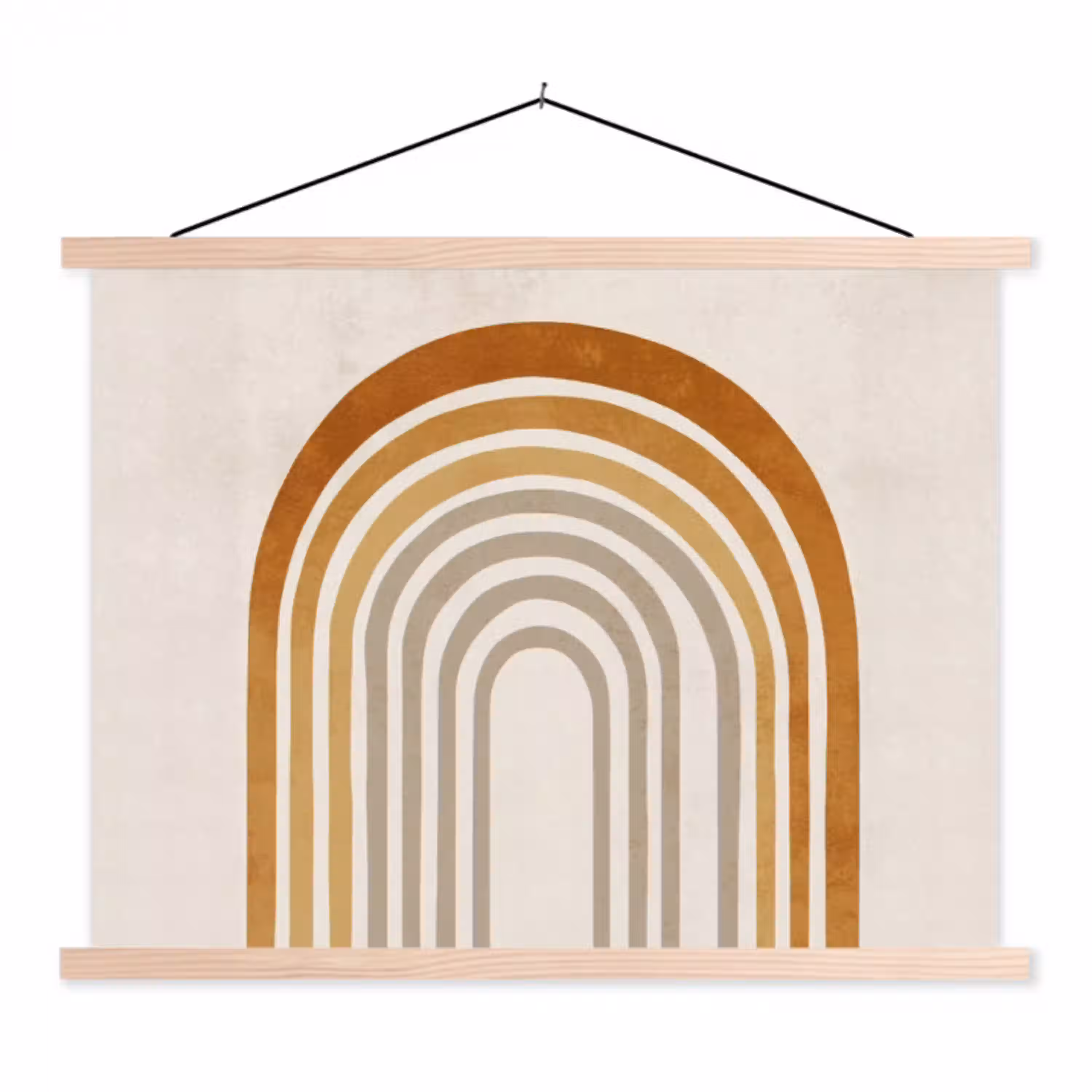 Minimalistisch - Boog - Lijnen - Beige textielposter latten blank klein -3d
