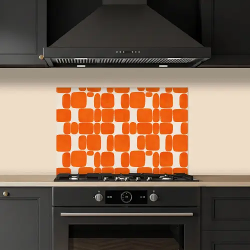 Patroon - Retro - Oranje keuken achterwand spatscherm klein 900 -sfeer1