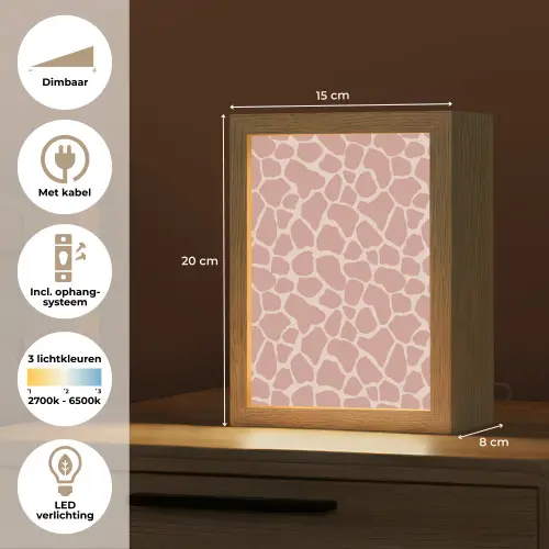 Giraffe - Lichtroze - Warm - Roze Light Box met kabel (Tafellamp) klein 925 -USP_NL