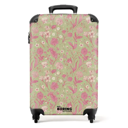Klassiek bloemen patroon roze en groen NBS - Handbagage koffer - Kinderen Unisex middel -productfoto_recht
