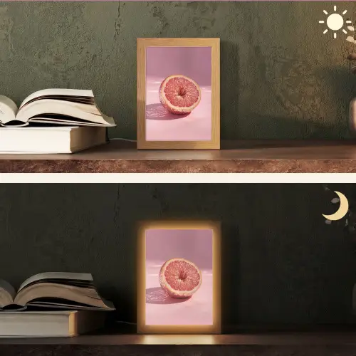 Grapefruit - Roze - Disco - Shiny Light Box met kabel (Tafellamp) klein -sfeer3