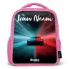 Sportauto - Blauw - Neon - Stad Kinderrugzak - Roze middel -3d