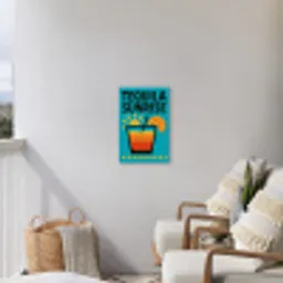 Illustratie - Tequila - Glas - Blauw Tuinposter op houten frame 2 cm dik klein -sfeer1