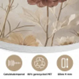 Wilde bloemen - Botanisch - Vintage - Natuur - Rustiek Akoestische PET Vilt - Rond klein -closeup_NL