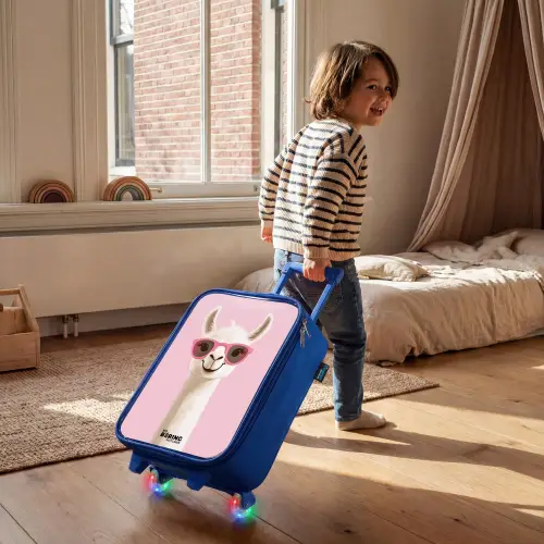 Lama - Wit - Zonnebril - Wimpers Kinderkoffer - Blauw klein -sfeer1