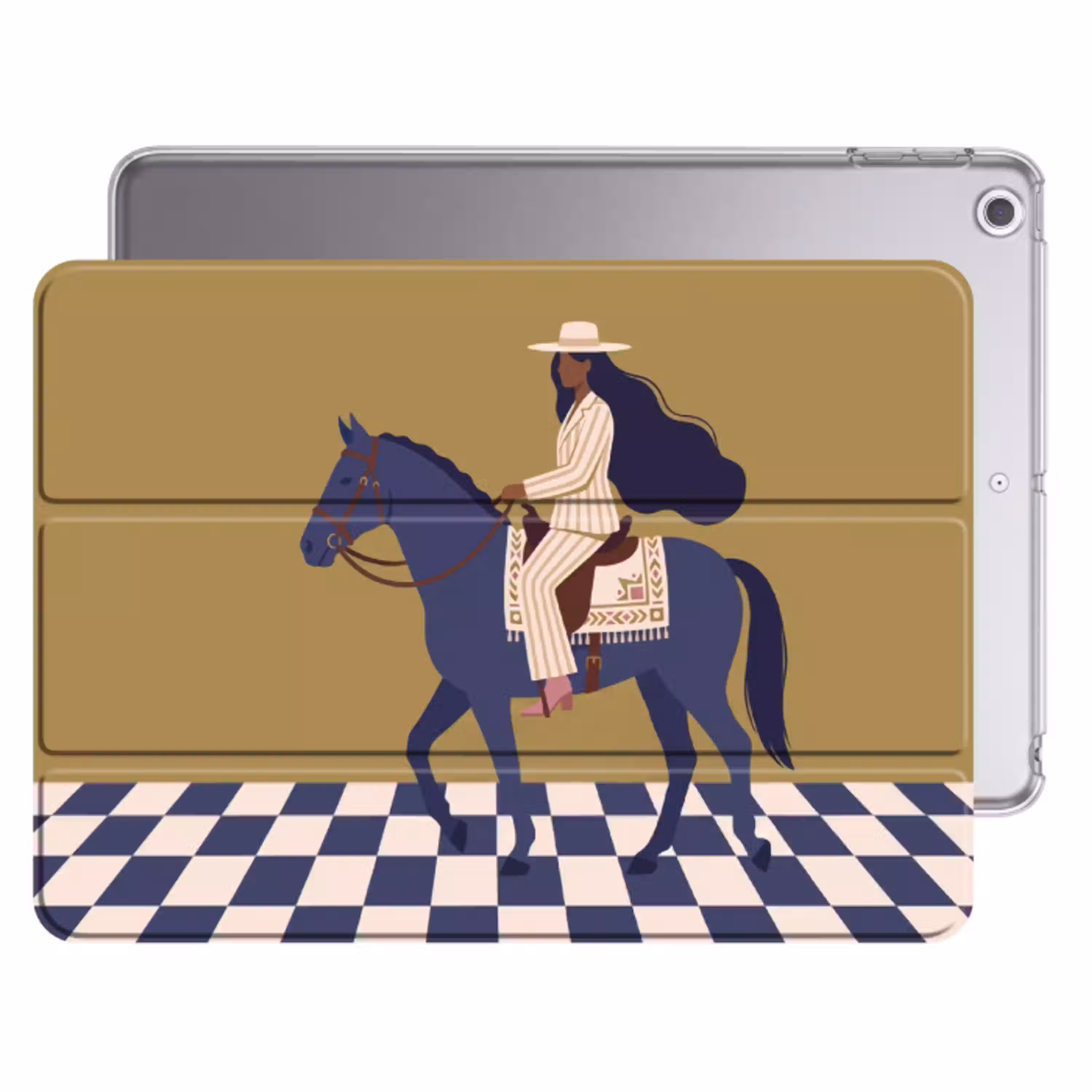 Vrouw - Paard - Rijden - Modern - Abstract Apple iPad 2017 middel -threedimensional_3d_global