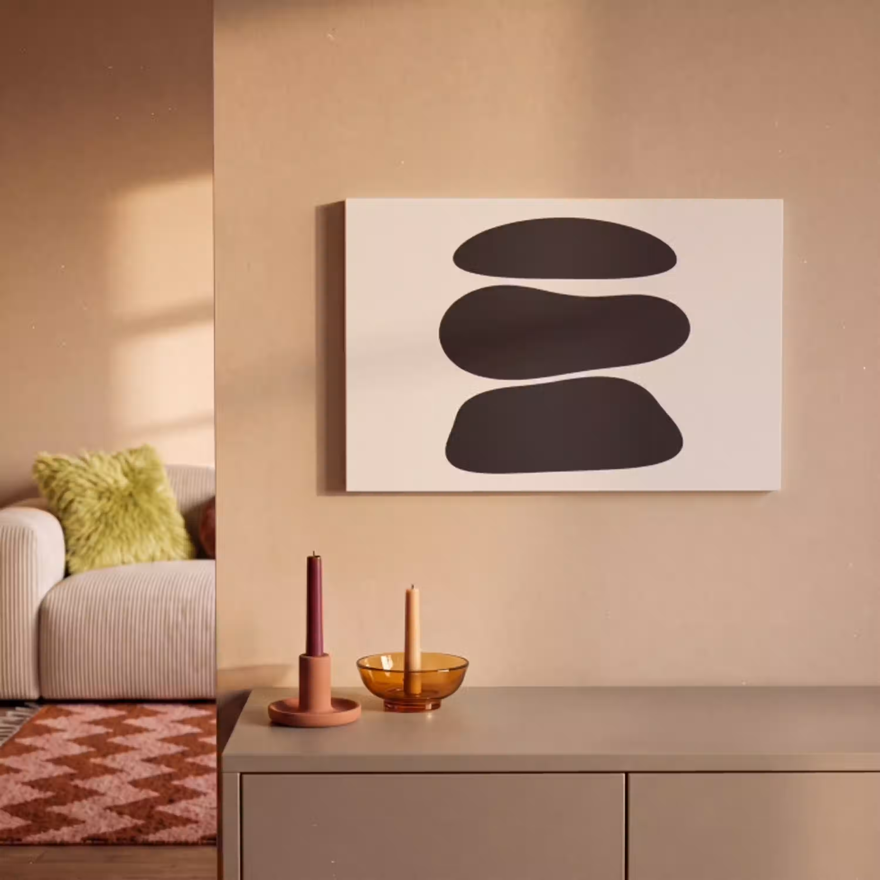 Vormen - Organisch - Zwart canvas 2cm klein -sfeer1