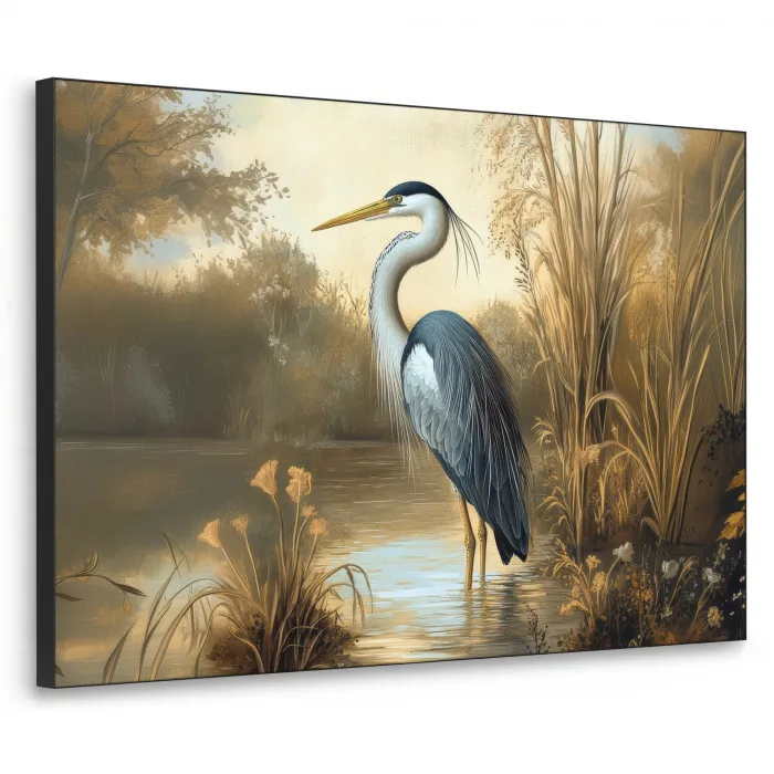 Reiger - Water - Planten Textielframe zwart klein -3d