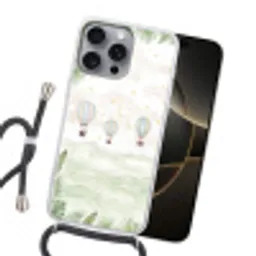 Aquarel - Luchtballonnen - Pastel Hoesje iPhone 16 Pro Max met koord klein -sfeer1