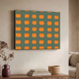 Pompoen - Patroon - Oranje Textielframe zwart klein 947 -sfeer3