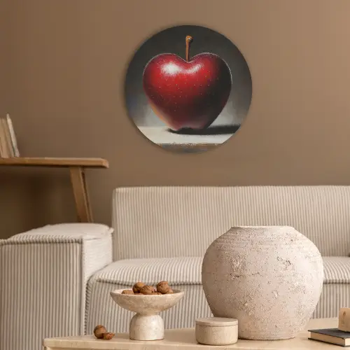 Apple - Hart - Rood Akoestische PET Vilt - Rond klein -sfeer1